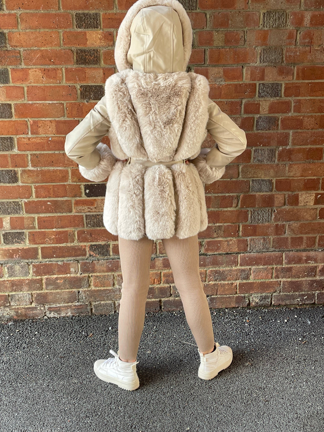 Girls cream faux fur coat best sale