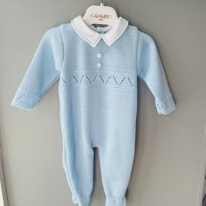 Sardon Boys Baby Blue Knitted Romper