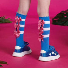 Load image into Gallery viewer, A DeeWinslow Bright Blue Bow Knee Socks