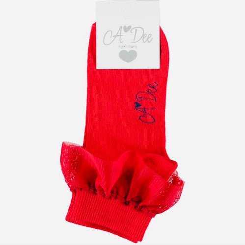 A Dee Rosalyn Red Frill Ankle Socks