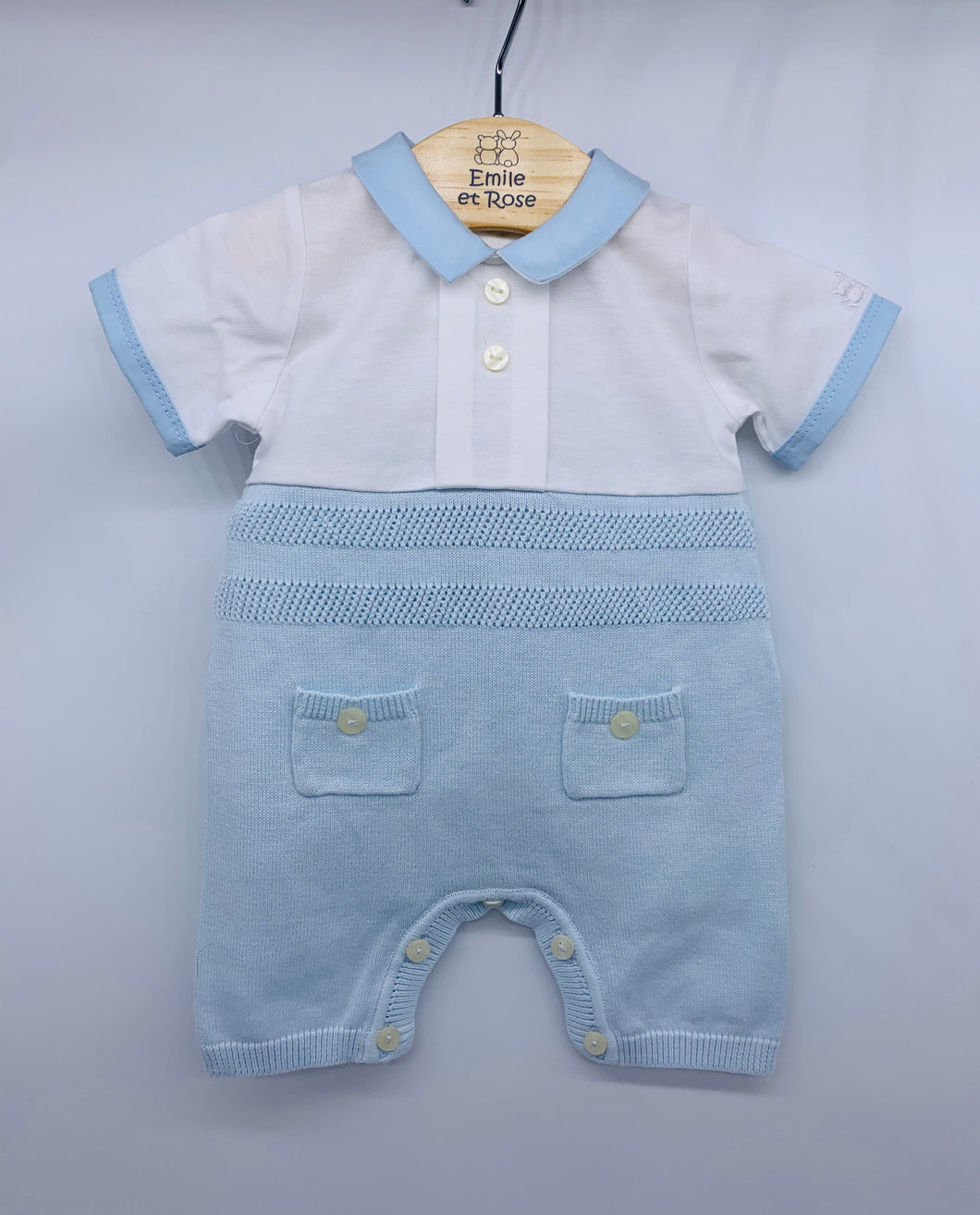 Emile et Rose Boys Knitted Collar Romper