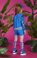 Load image into Gallery viewer, A Dee Wren Bright Blue Sequin Bomber Jacket