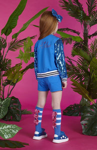 A Dee Wren Bright Blue Sequin Bomber Jacket