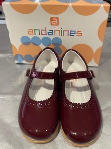 Clearance Andanines Maroon Patent Mary Janes