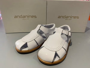 Andanines Boys White Patent Sandals