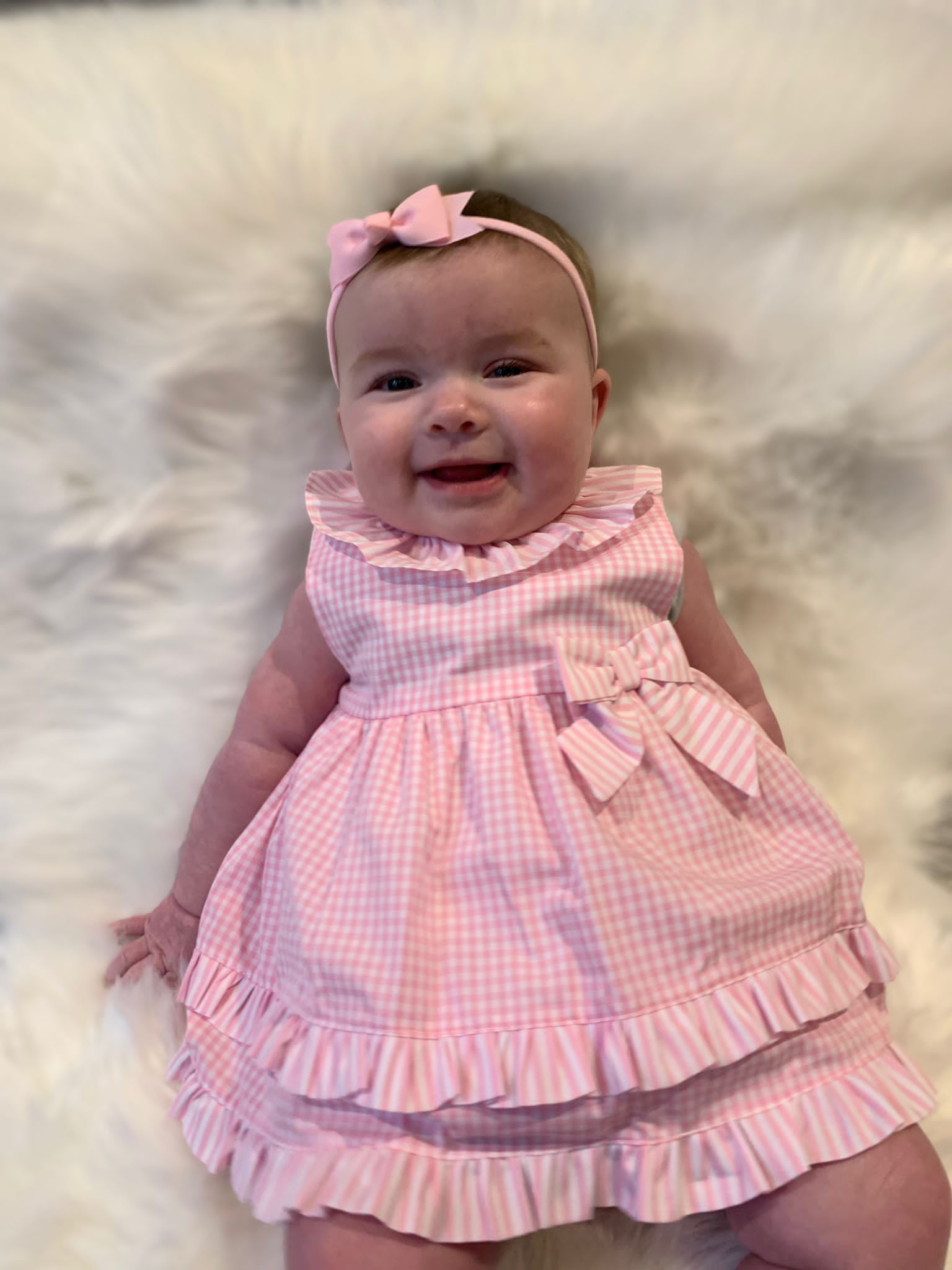 Pink gingham dress store baby