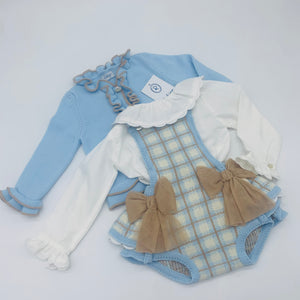 Rahigo Girls Blue & Camel Tartan Romper Set (NO SHIRT INCLUDED)