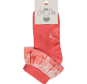 A Dee Yumi Bright Coral Ankle Socks