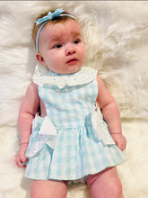 Load image into Gallery viewer, Babine Baby Girls Mint Check Romper