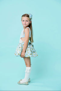 Babine Girls Lemon Dress - Blue & Lemon