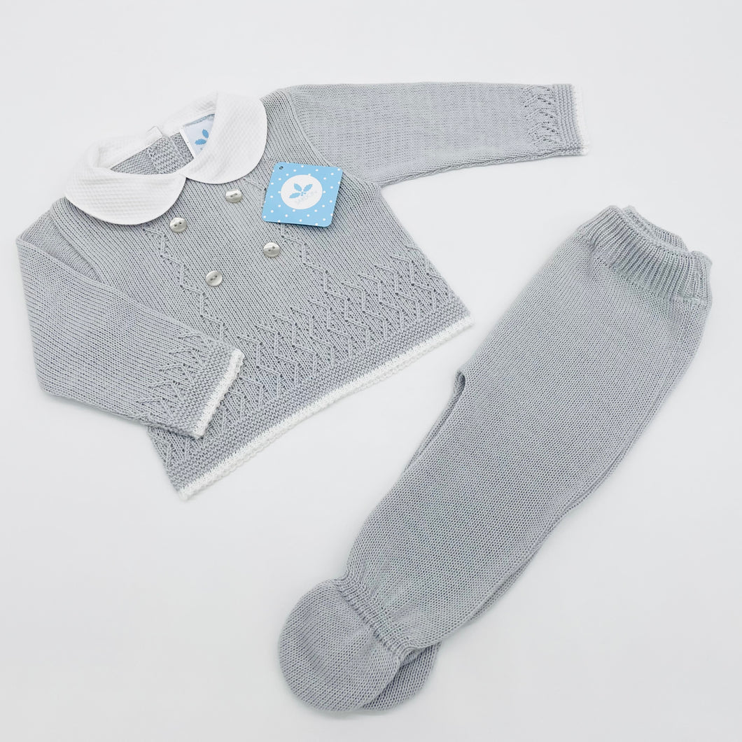 Sardon Baby Boys Grey Knitted 2 Piece