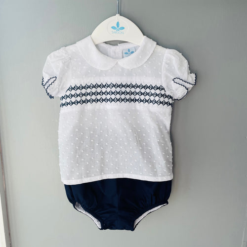 Sardon Boys Navy Smocked 2 Piece Set