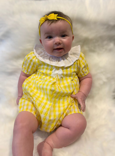 Rapife Girls Checked Romper - Yellow