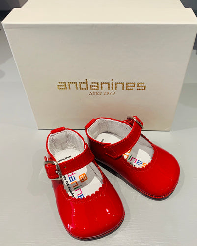 Andanines Girls Red Pram Shoes