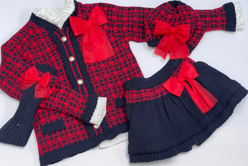 Rahigo Girls 5 Piece Suit in Red & Navy