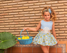 Load image into Gallery viewer, Babine Girls Lemon Dress - Blue &amp; Lemon