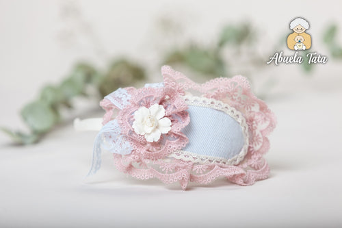 Abulea Tata Blue, Cream & Pink Headdress