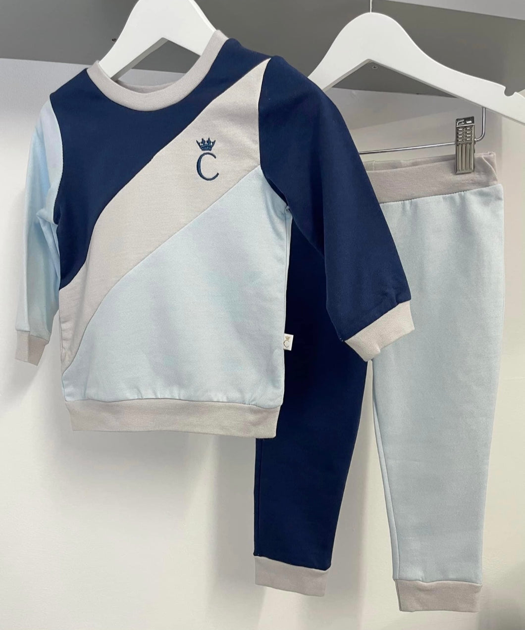 Caramelo Boys Blue Tonal Strip Tracksuit