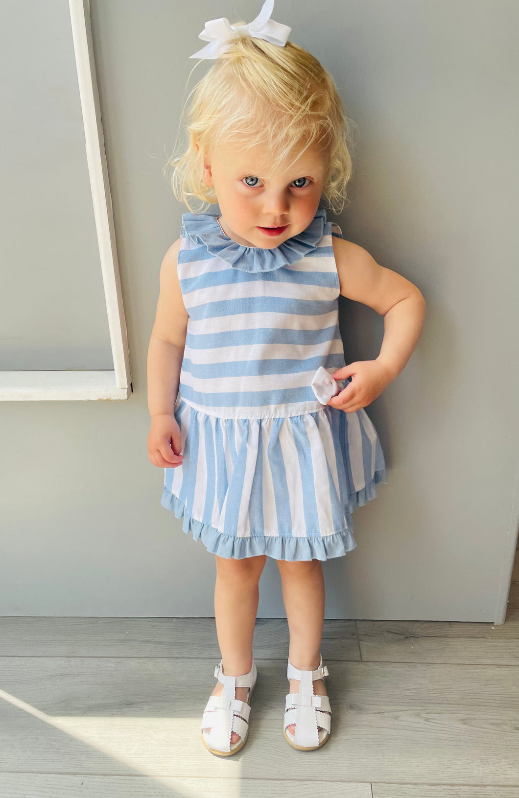 Juliana Girls Blue Striped Dress