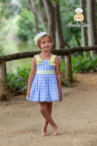 Clearance No Refund or Exchange Abulea Tata Easter Yellow & Blue Puff Ball Dress