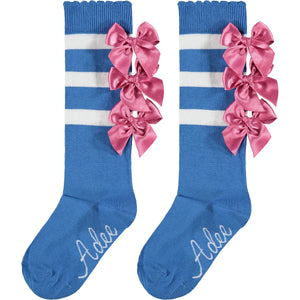 A DeeWinslow Bright Blue Bow Knee Socks