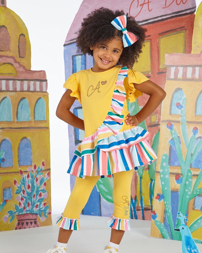 A Dee Uriania Sunflower Yellow Stripe Frill Leggibg Set