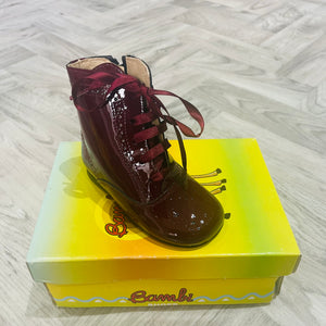 Clearance Bambi Maroon Patent Boots