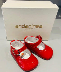 Andanines Girls Red Pram Shoes