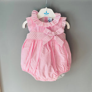 Sardon Girls Smocked Checked Romper