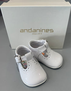 Andanines Boys White Patent Pram Shoes