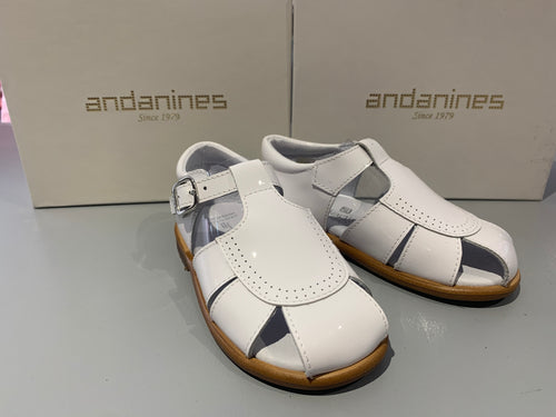 Andanines Boys White Patent Sandals