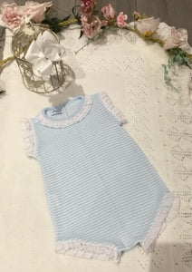 Babine Baby Blue Knitted Romper