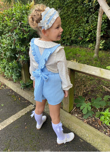 Babine Cream & Blue Waffle Jumpsuit 1 & 2yr