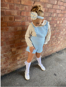 Babine Cream & Blue Waffle Jumpsuit 1 & 2yr