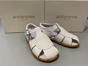 Andanines Boys White Patent Sandals
