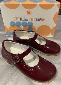 Clearance Andanines Maroon Patent Mary Janes