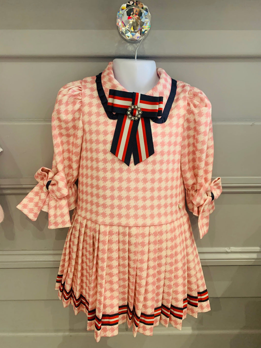 Piccolo Speranza Gucci Inspired Dog Tooth Dress - Pink