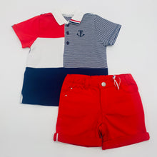 Load image into Gallery viewer, Tutto Boys Red &amp; Navy Short Set