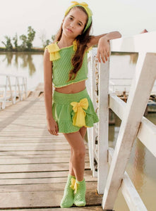 Rahigo Girls Crop Top & Skort Set - Green & Yellow