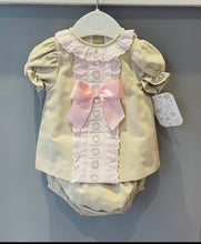 Load image into Gallery viewer, Girls Bow Jam Pant Set -Camel &amp; Pink