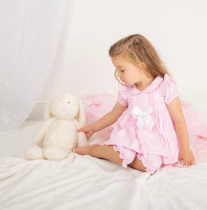 Caramelo Pink Smocked Pyjama Ruffle Crown Bloomer Set