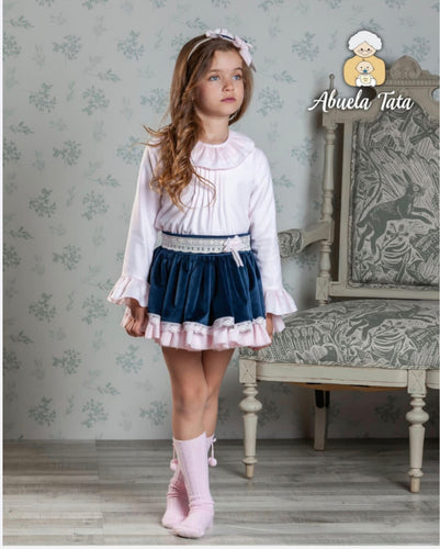 Abulea Tata Girls Blue & Pink Skirt Set