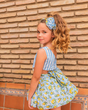 Load image into Gallery viewer, Babine Girls Lemon Dress - Blue &amp; Lemon