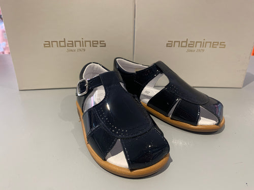 Andanines Boys Navy Patent Sandals