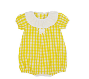 Rapife Girls Checked Romper - Yellow