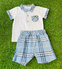 Load image into Gallery viewer, Deolinda Boys Polo Short Set -Blue