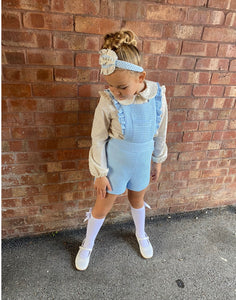 Babine Cream & Blue Waffle Jumpsuit 1 & 2yr