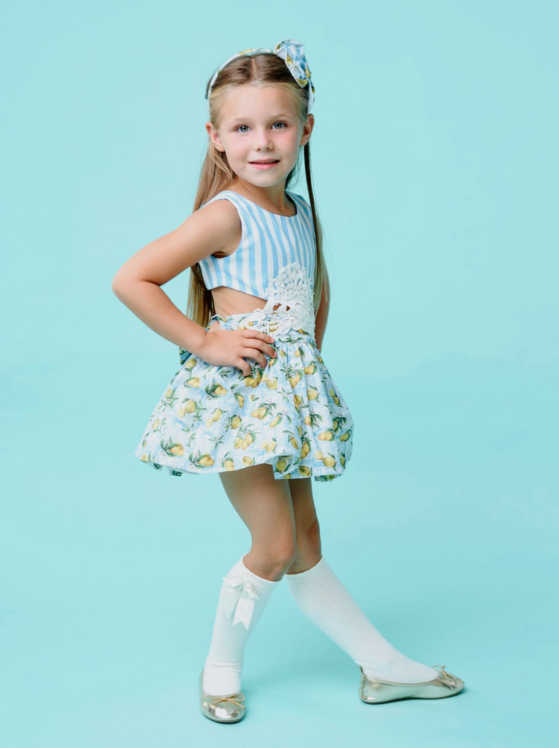 Babine Girls Lemon Dress Blue Lemon