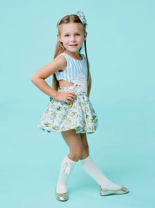 Babine Girls Lemon Dress - Blue & Lemon