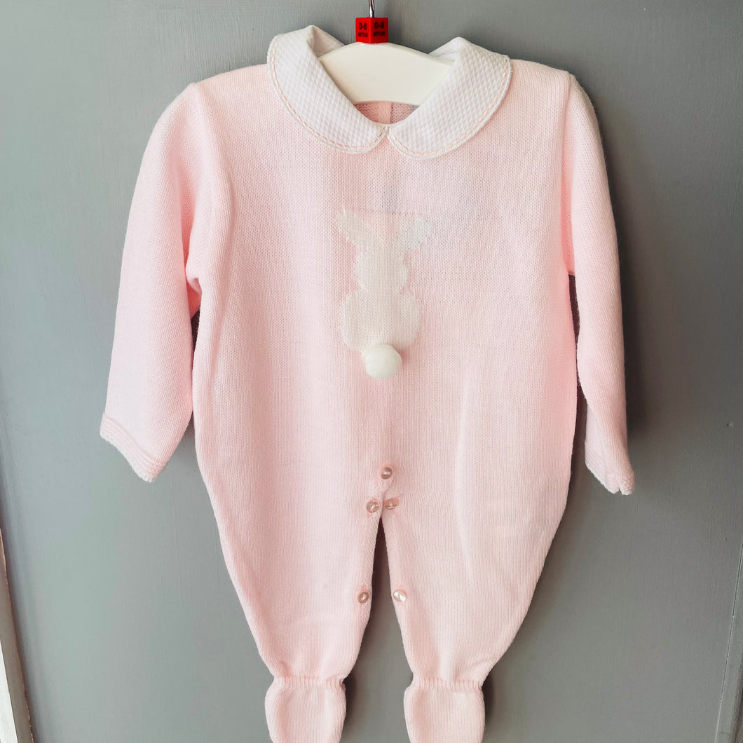 Sarson Girls Pink Bunny Knitted Romper (None refundable)